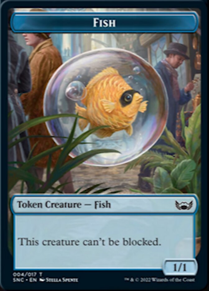 Fish // Rhino Warrior Double-sided Token [Streets of New Capenna Tokens] | Card Citadel