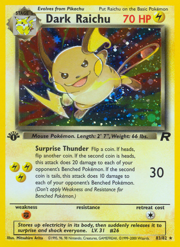 Dark Raichu (83/82) [Team Rocket 1st Edition] | Card Citadel