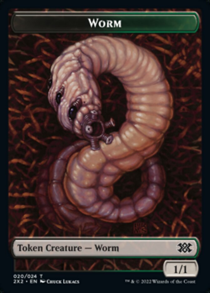 Worm // Aven Initiate Double-sided Token [Double Masters 2022 Tokens] | Card Citadel