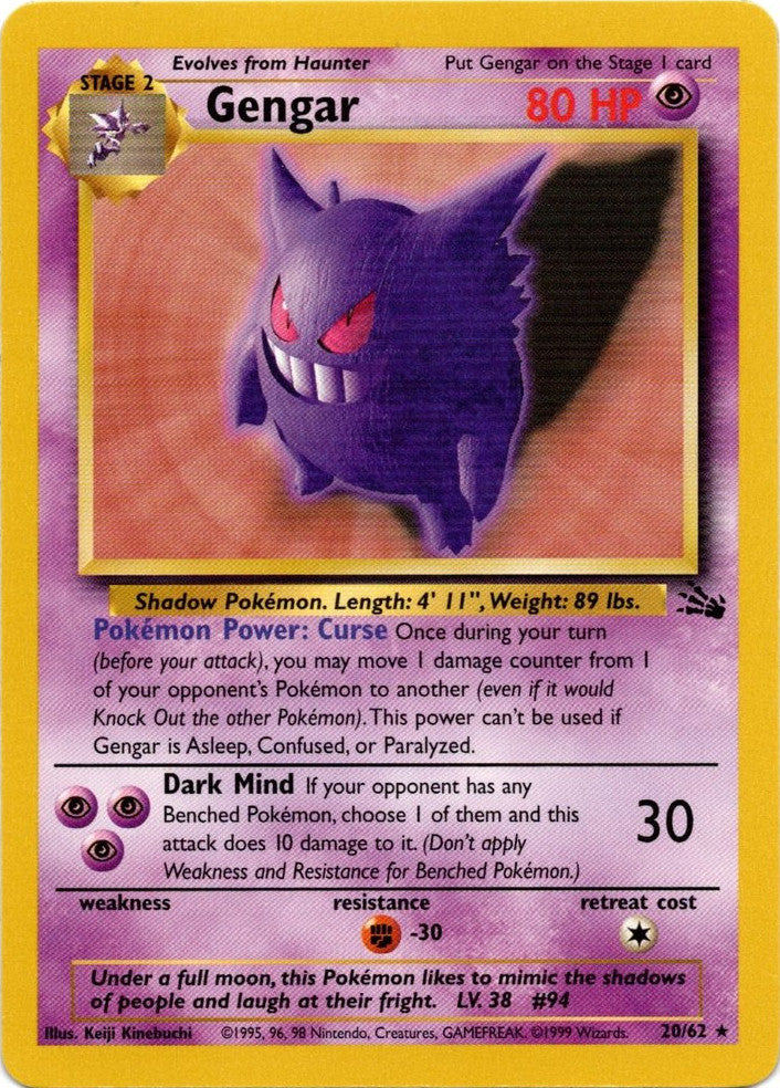 Gengar (20/62) [Fossil Unlimited] | Card Citadel