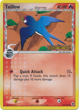 Taillow (66/101) (Delta Species) (Stamped) [EX: Dragon Frontiers] | Card Citadel