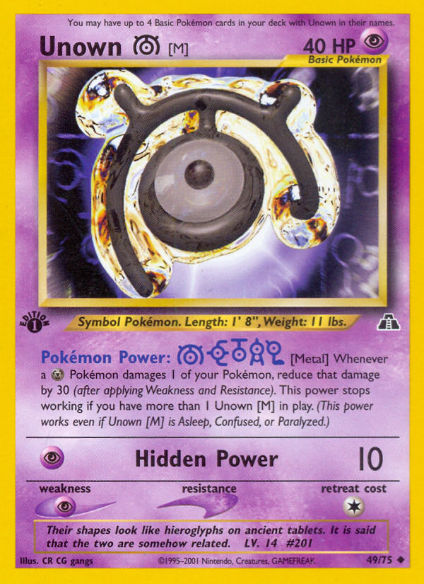 Unown [M] (49/75) [Neo Discovery 1st Edition] | Card Citadel