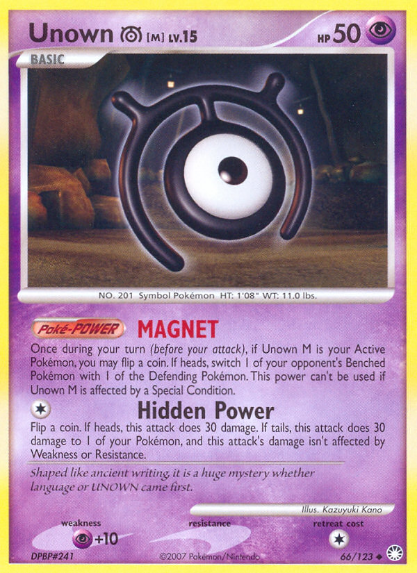 Unown M (66/123) [Diamond & Pearl: Mysterious Treasures] | Card Citadel