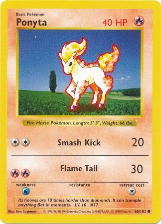 Ponyta (60/102) [Base Set Shadowless Unlimited] | Card Citadel