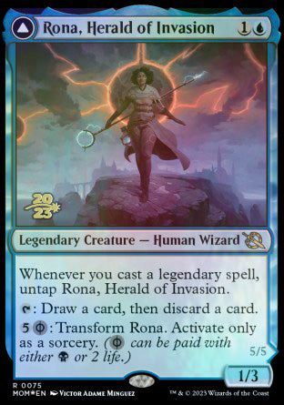 Rona, Herald of Invasion // Rona, Tolarian Obliterator [March of the Machine Prerelease Promos] | Card Citadel