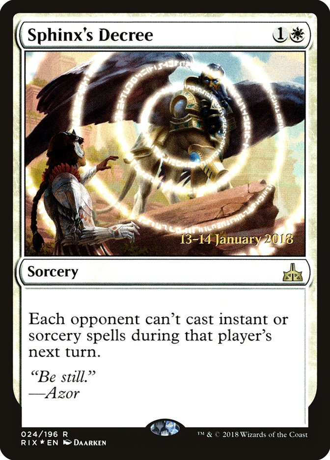 Sphinx's Decree [Rivals of Ixalan Promos] | Card Citadel