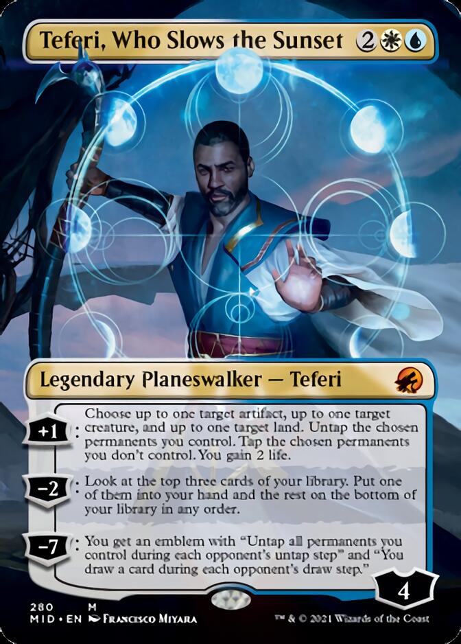 Teferi, Who Slows the Sunset (Borderless) [Innistrad: Midnight Hunt] | Card Citadel