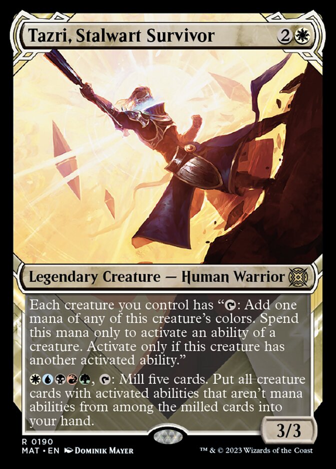 Tazri, Stalwart Survivor (Showcase Halo Foil) [March of the Machine: The Aftermath] | Card Citadel