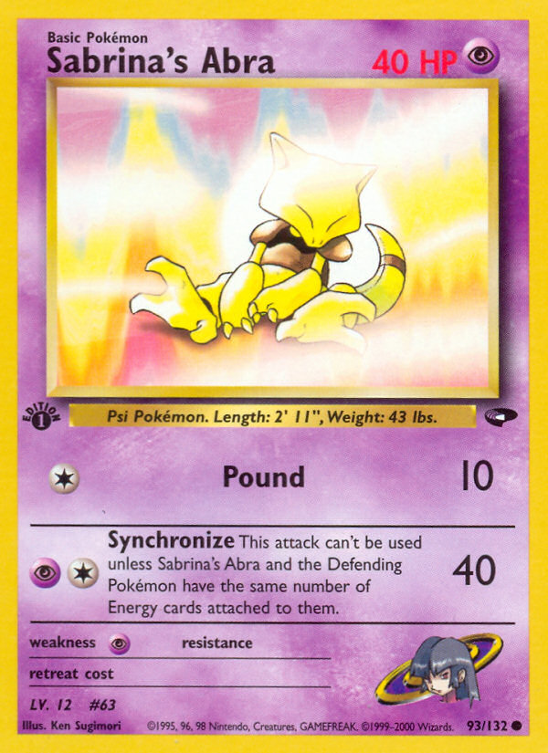 Sabrina's Abra (93/132) [Gym Challenge 1st Edition] | Card Citadel