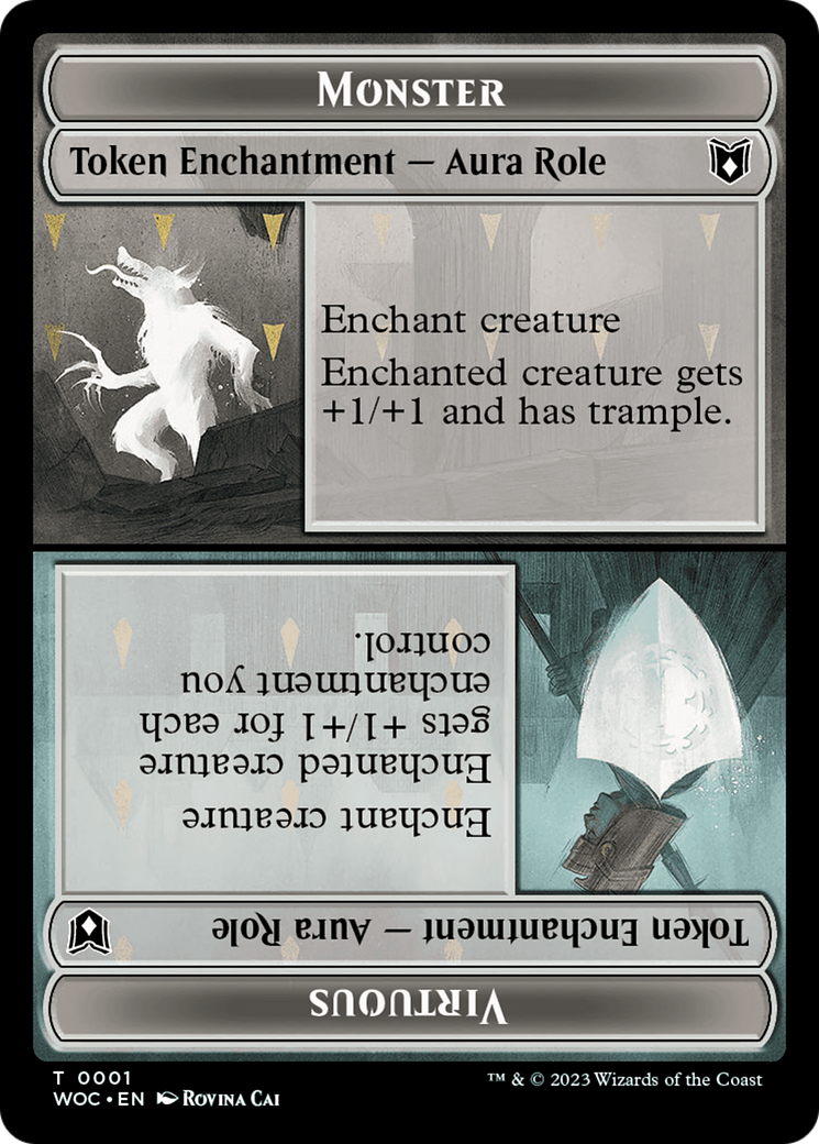 Copy // Monster Role / Virtuous Role Double-Sided Token [Wilds of Eldraine Commander Tokens] | Card Citadel