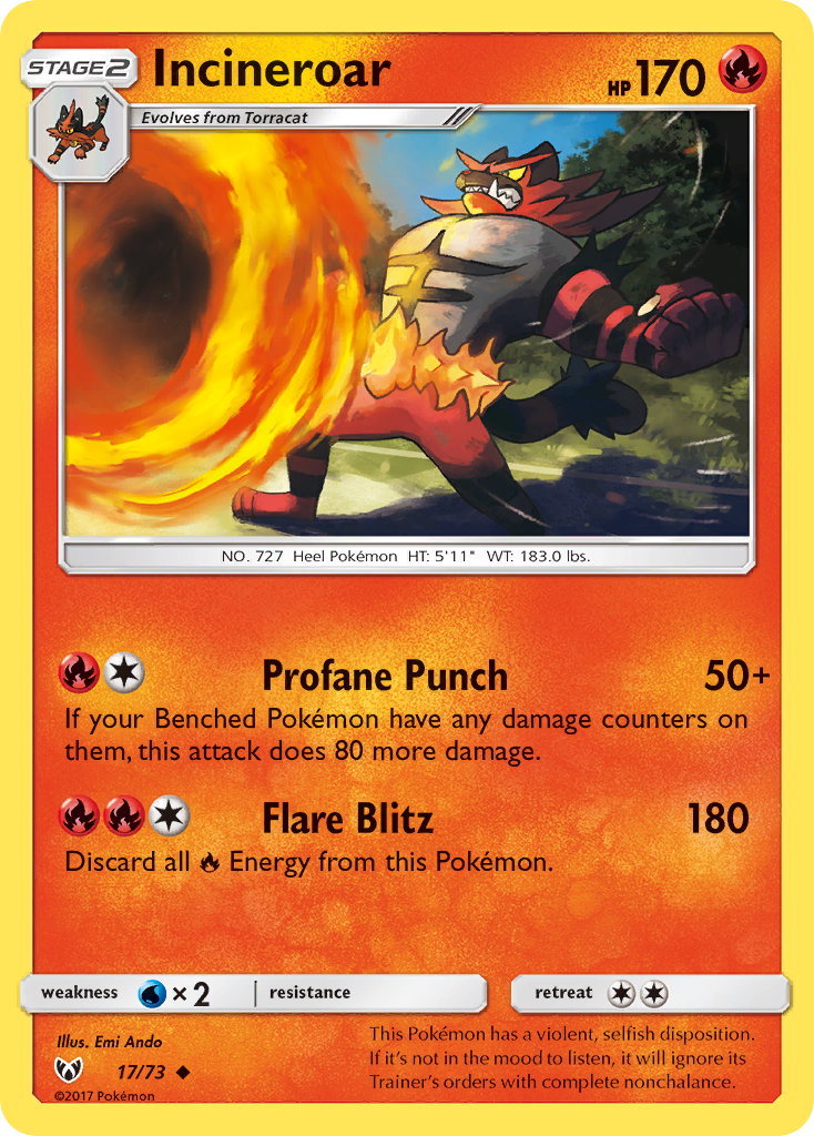 Incineroar (17/73) [Sun & Moon: Shining Legends] | Card Citadel