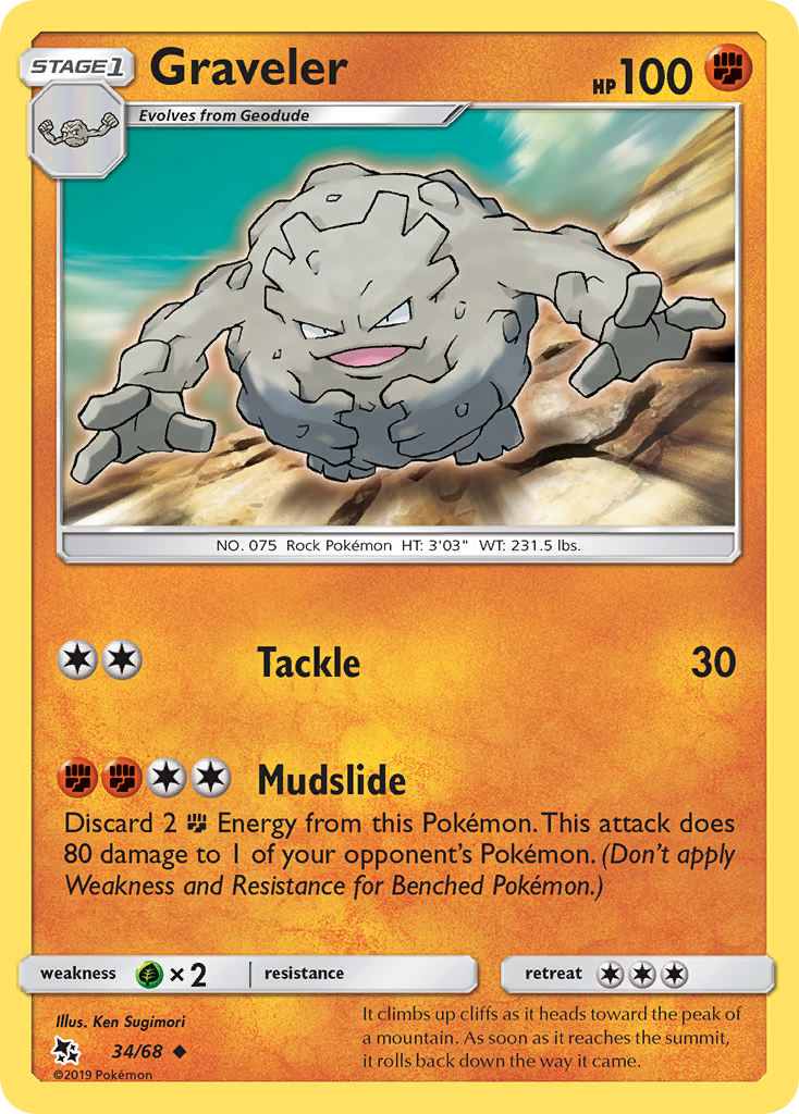 Graveler (34/68) [Sun & Moon: Hidden Fates] | Card Citadel