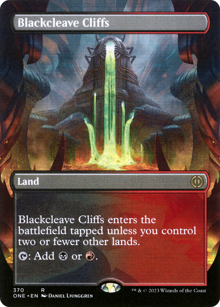 Blackcleave Cliffs (Borderless Alternate Art) [Phyrexia: All Will Be One] | Card Citadel