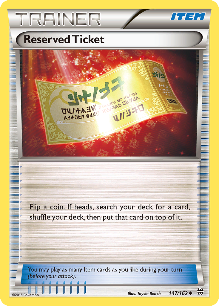 Reserved Ticket (147/162) [XY: BREAKthrough] | Card Citadel