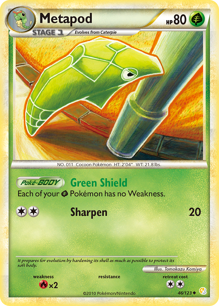 Metapod (46/123) [HeartGold & SoulSilver: Base Set] | Card Citadel