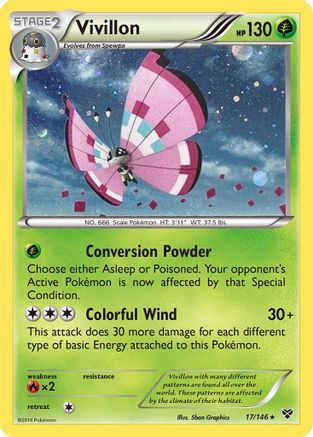 Vivillon (17/146) (Meadow Form/Pink Wings) (Cosmos Holo) [XY: Base Set] | Card Citadel