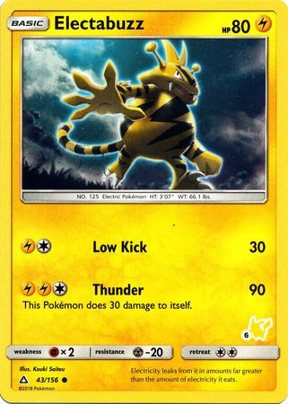 Electabuzz (43/156) (Pikachu Stamp #6) [Battle Academy 2020] | Card Citadel