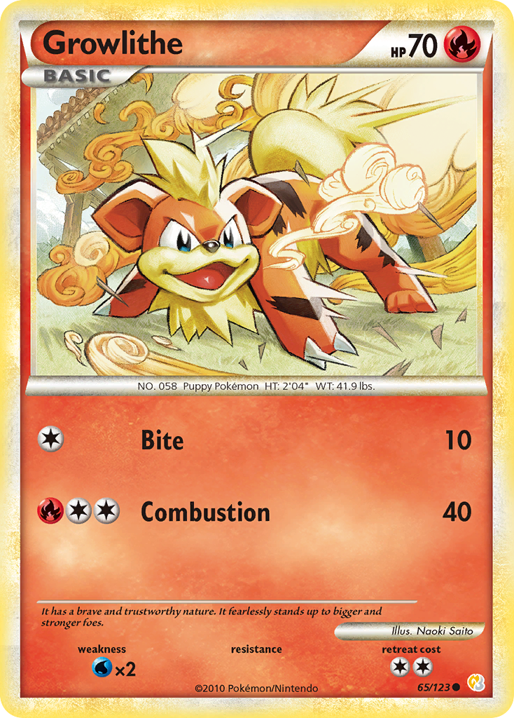 Growlithe (65/123) [HeartGold & SoulSilver: Base Set] | Card Citadel