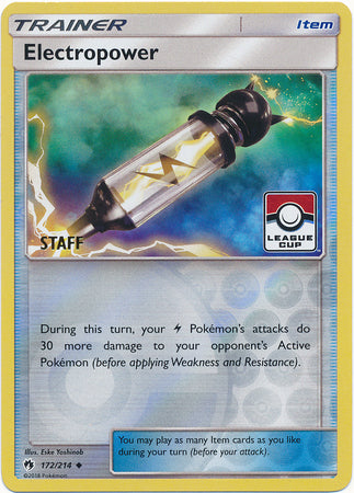 Electropower (172/214) (League Promo Staff) [Sun & Moon: Lost Thunder] | Card Citadel