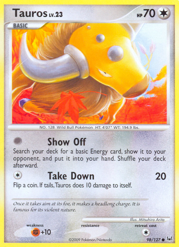 Tauros (98/127) [Platinum: Base Set] | Card Citadel
