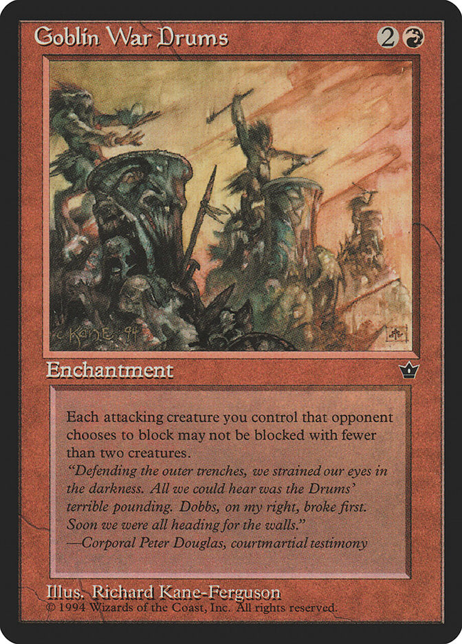 Goblin War Drums (Richard Kane Ferguson) [Fallen Empires] | Card Citadel