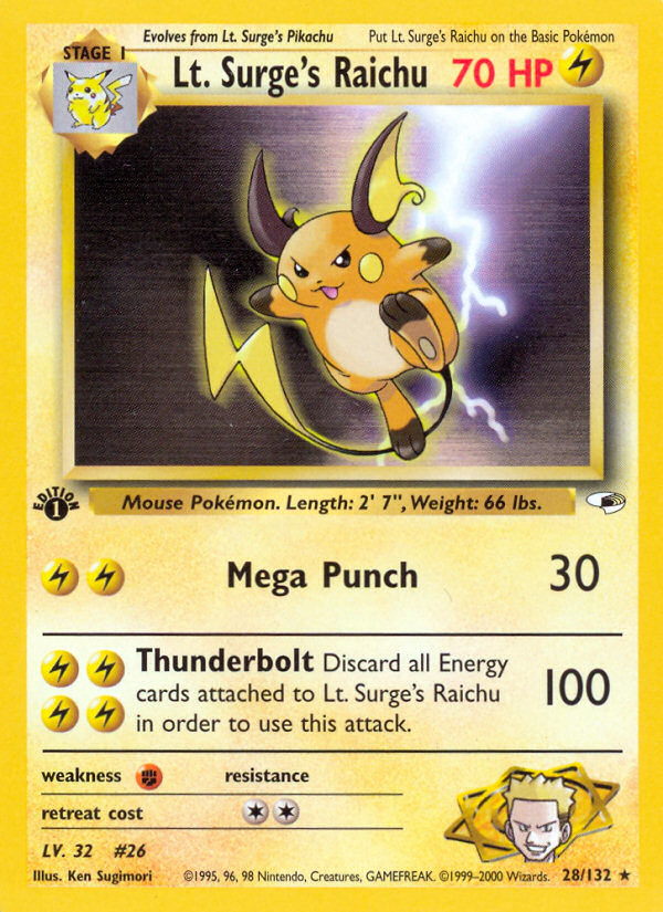 Lt. Surge's Raichu (28/132) [Gym Heroes 1st Edition] | Card Citadel