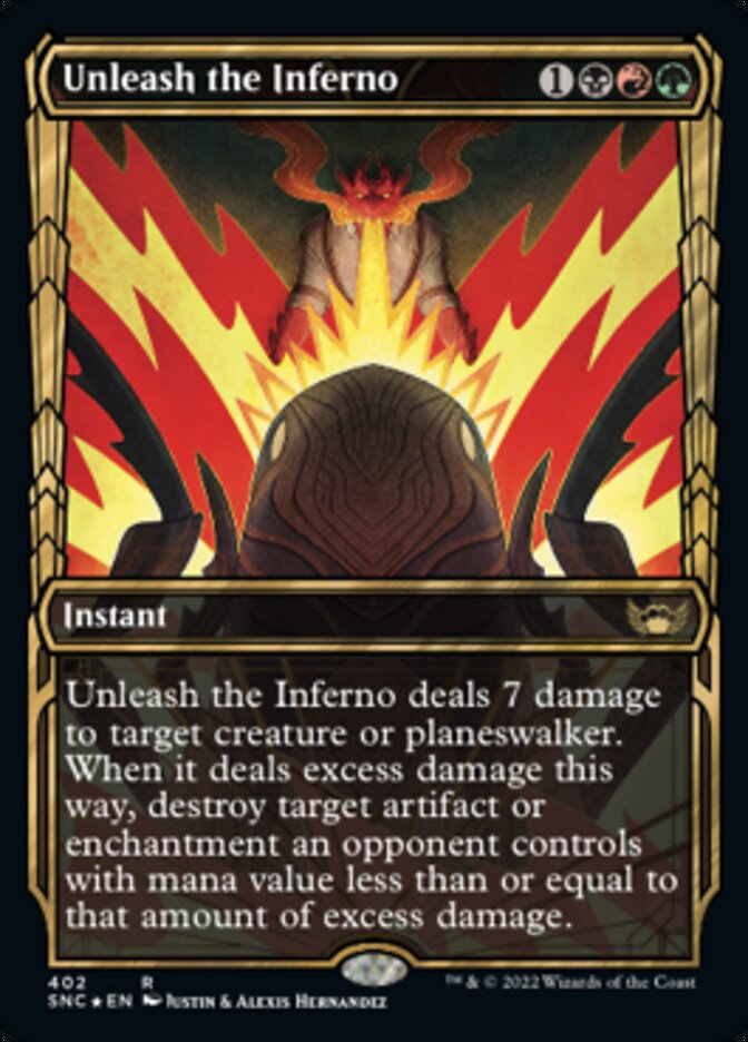 Unleash the Inferno (Showcase Golden Age Gilded Foil) [Streets of New Capenna] | Card Citadel