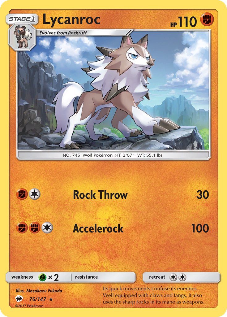 Lycanroc (76/147) (Theme Deck Exclusive) [Sun & Moon: Burning Shadows] | Card Citadel