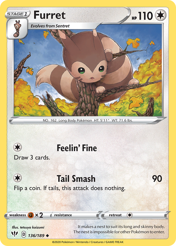 Furret (136/189) [Sword & Shield: Darkness Ablaze] | Card Citadel