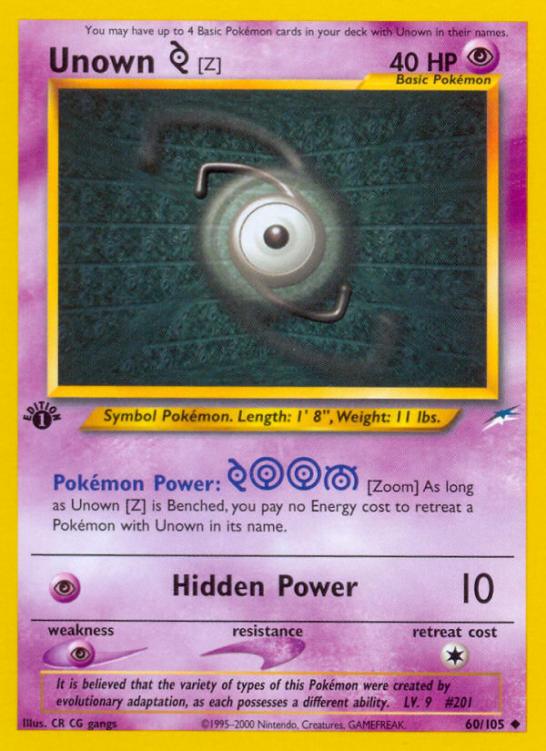 Unown [Z] (60/105) [Neo Destiny 1st Edition] | Card Citadel