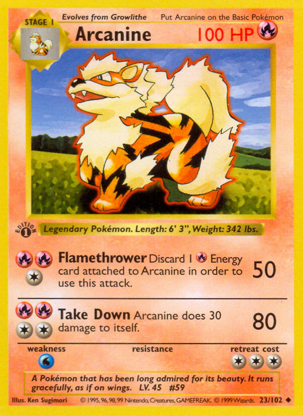 Arcanine (23/102) (Shadowless) [Base Set 1st Edition] | Card Citadel