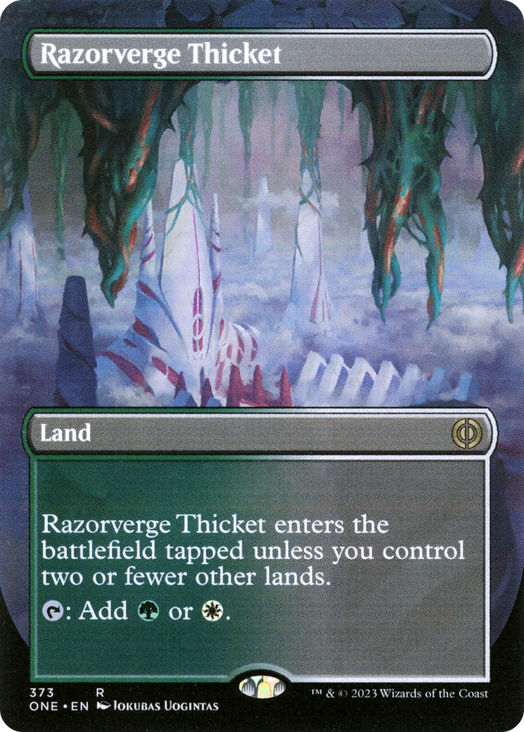 Razorverge Thicket (Borderless Alternate Art) [Phyrexia: All Will Be One] | Card Citadel