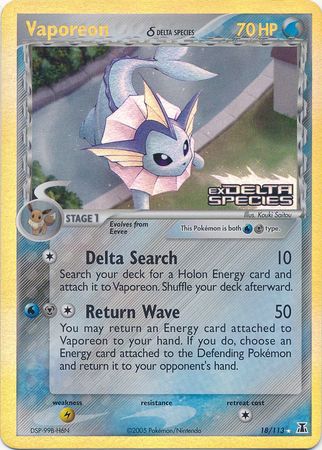 Vaporeon (18/113) (Delta Species) (Stamped) [EX: Delta Species] | Card Citadel