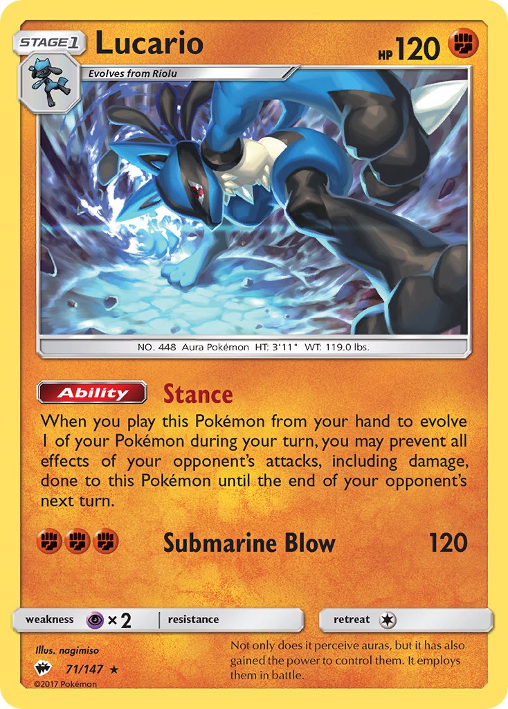 Lucario (71/147) (Theme Deck Exclusive) [Sun & Moon: Burning Shadows] | Card Citadel