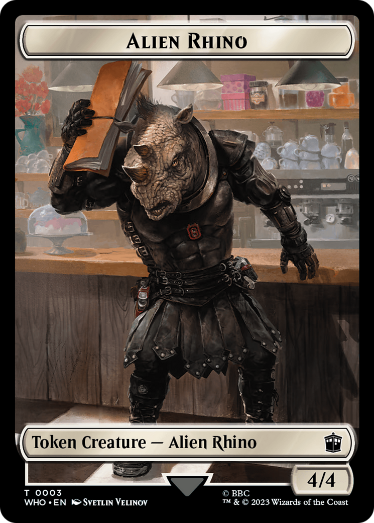 Alien Rhino // Clue (0021) Double-Sided Token [Doctor Who Tokens] | Card Citadel