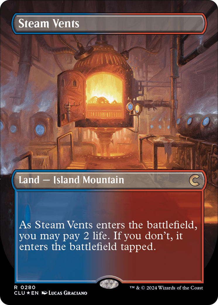 Steam Vents (Borderless) [Ravnica: Clue Edition] | Card Citadel