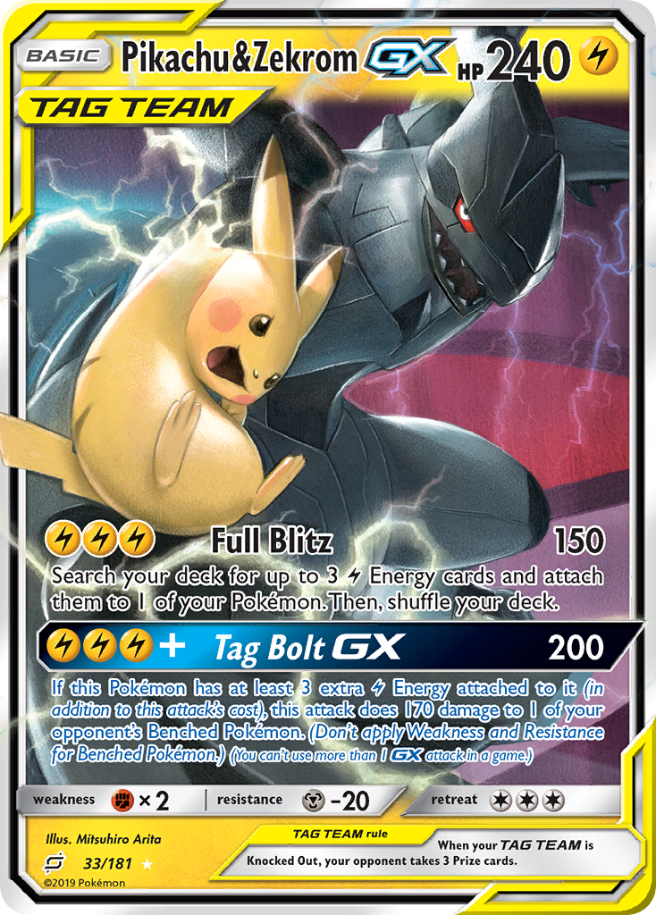 Pikachu & Zekrom GX (33/181) [Sun & Moon: Team Up] | Card Citadel