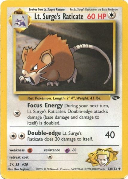 Lt. Surge's Raticate (53/132) [Gym Challenge Unlimited] | Card Citadel