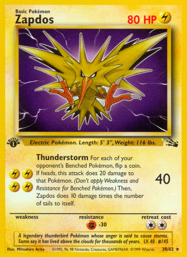 Zapdos (30/62) [Fossil 1st Edition] | Card Citadel