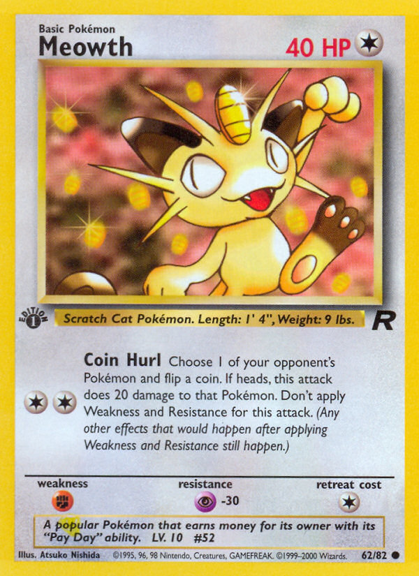 Meowth (62/82) [Team Rocket 1st Edition] | Card Citadel