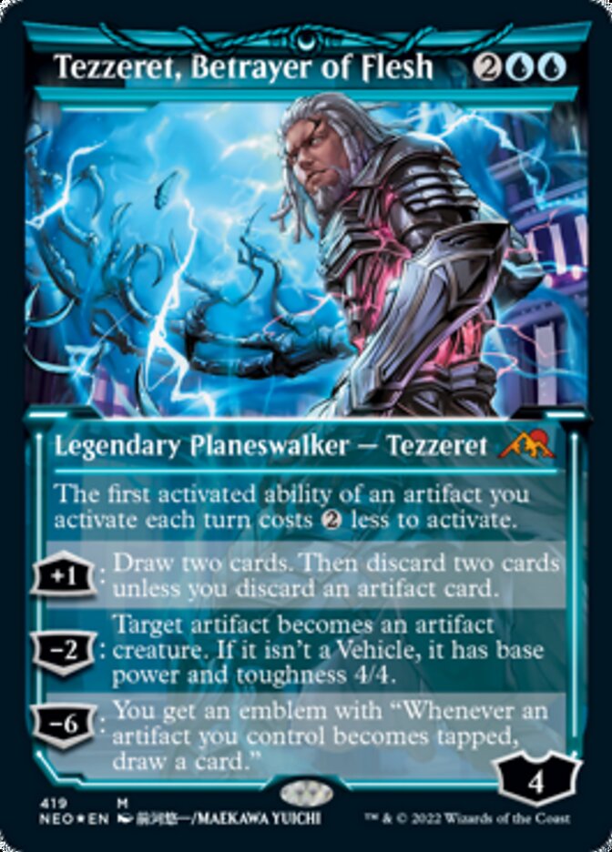 Tezzeret, Betrayer of Flesh (Showcase) (Foil Etched) [Kamigawa: Neon Dynasty] | Card Citadel