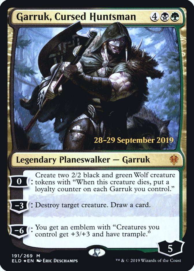 Garruk, Cursed Huntsman  [Throne of Eldraine Prerelease Promos] | Card Citadel