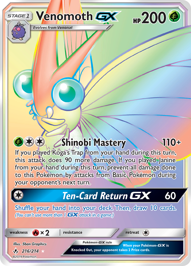 Venomoth GX (216/214) [Sun & Moon: Unbroken Bonds] | Card Citadel