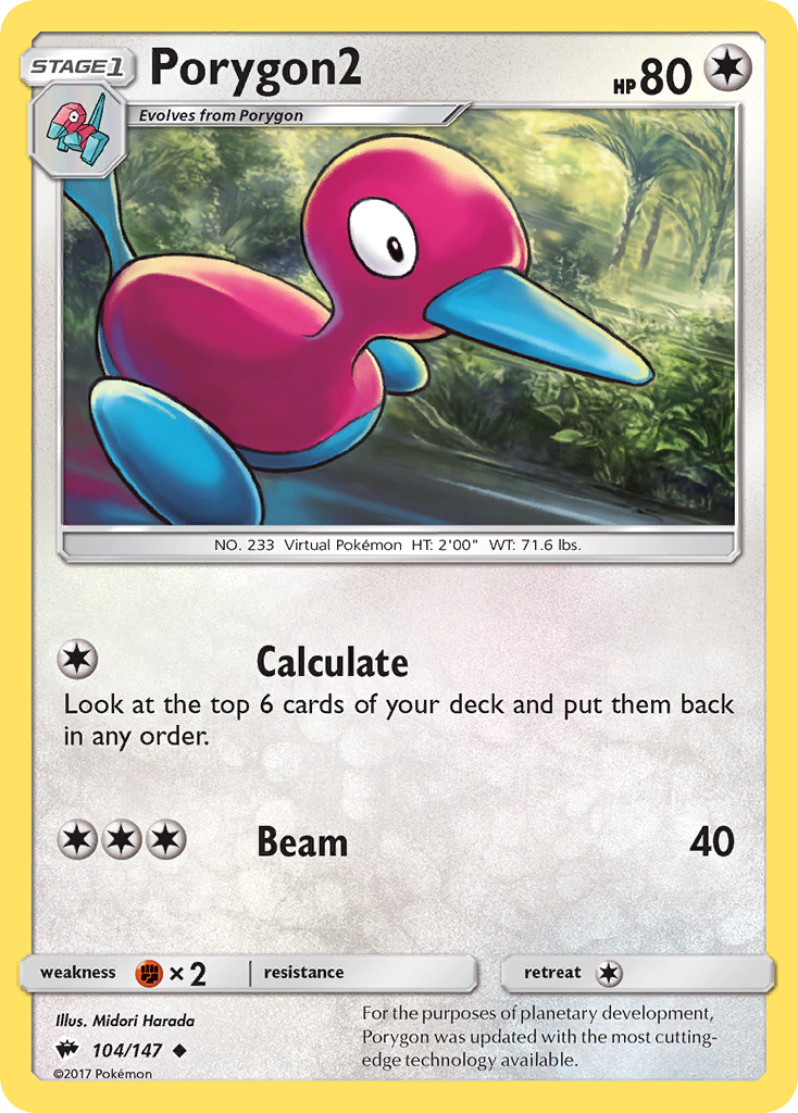 Porygon2 (104/147) [Sun & Moon: Burning Shadows] | Card Citadel