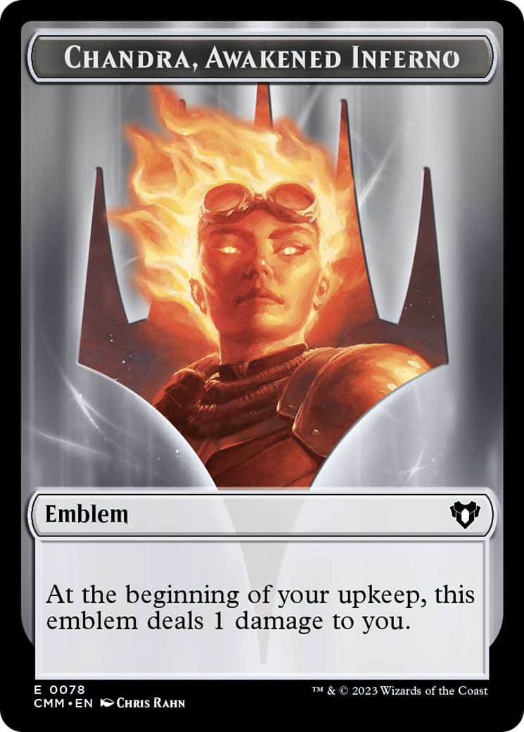 Chandra, Awakened Inferno Emblem // Wizard Double-Sided Token [Commander Masters Tokens] | Card Citadel
