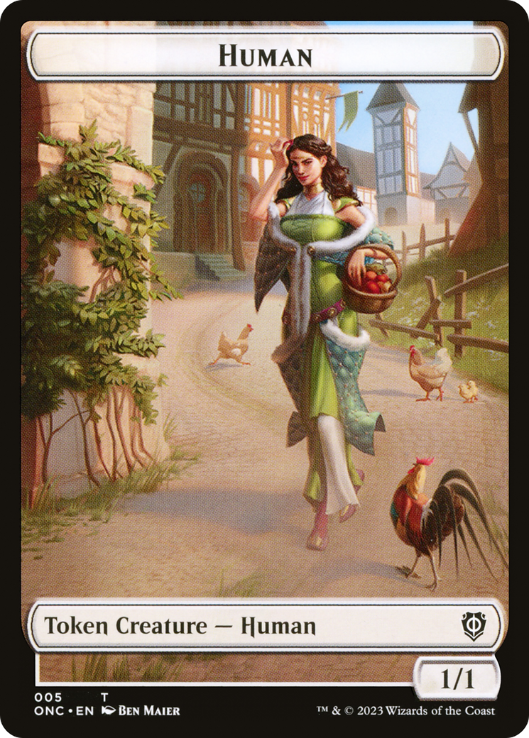 Human // Spirit Double-Sided Token [Phyrexia: All Will Be One Commander Tokens] | Card Citadel