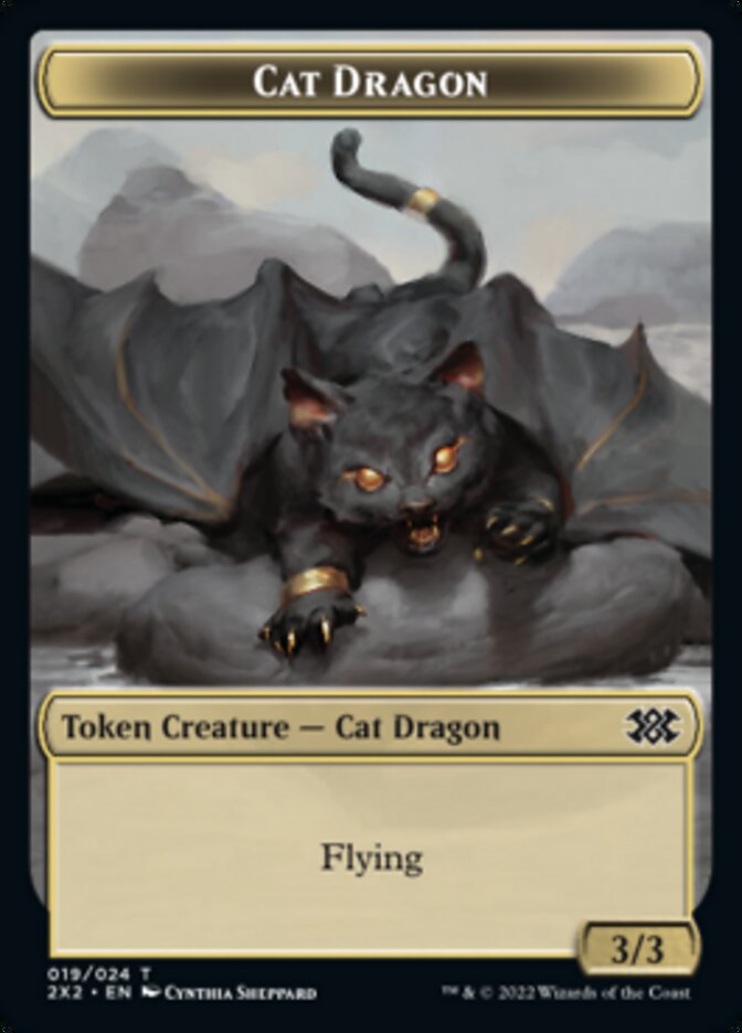 Cat Dragon // Monk Double-sided Token [Double Masters 2022 Tokens] | Card Citadel
