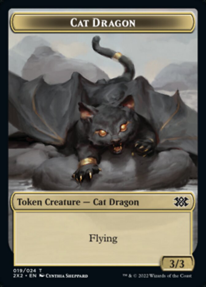 Cat Dragon // Spirit Double-sided Token [Double Masters 2022 Tokens] | Card Citadel