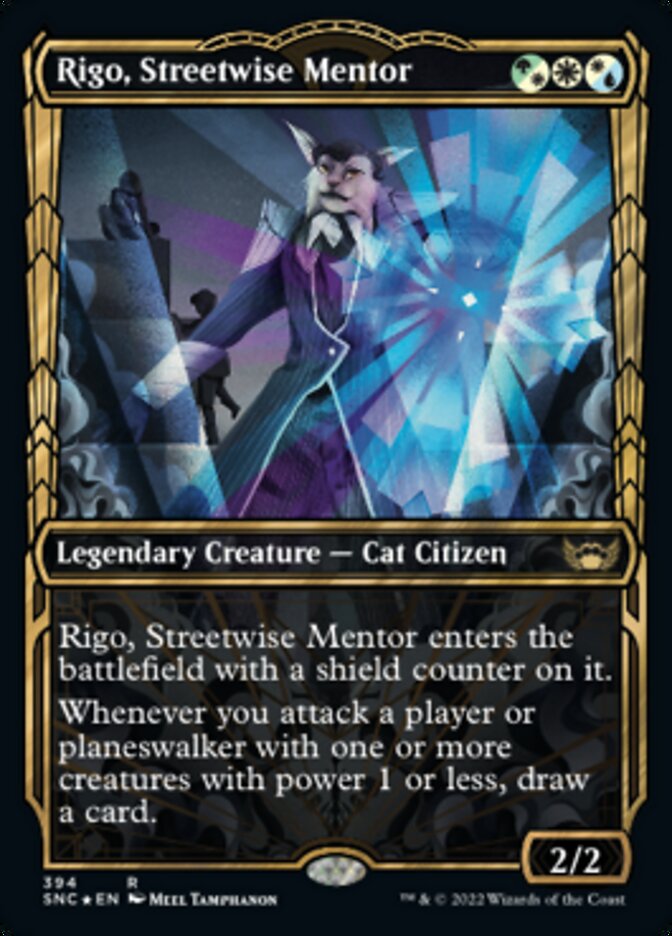 Rigo, Streetwise Mentor (Showcase Golden Age Gilded Foil) [Streets of New Capenna] | Card Citadel