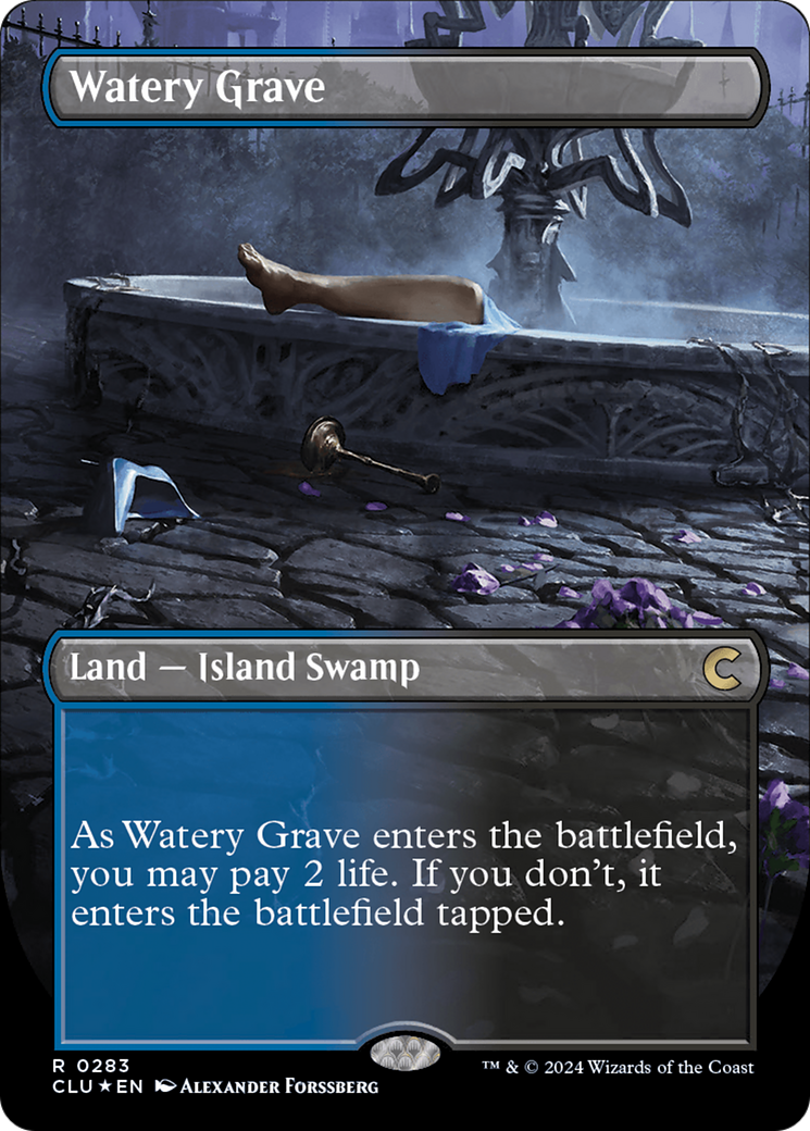 Watery Grave (Borderless) [Ravnica: Clue Edition] | Card Citadel